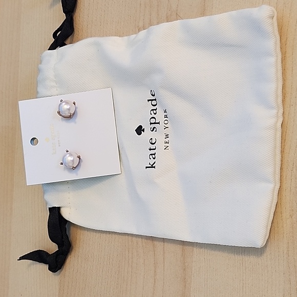 Kate Spade Blush Rose Gold Pearl Earrings - Picture 4 of 6